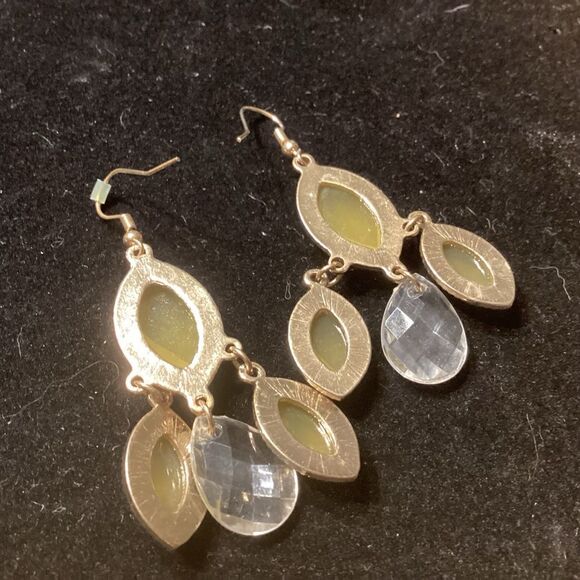 Rounded Diamond Drop Earrings in Goldtone - Picture 6 of 6